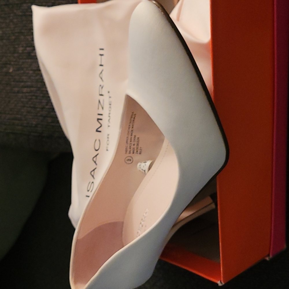 White satin pumps